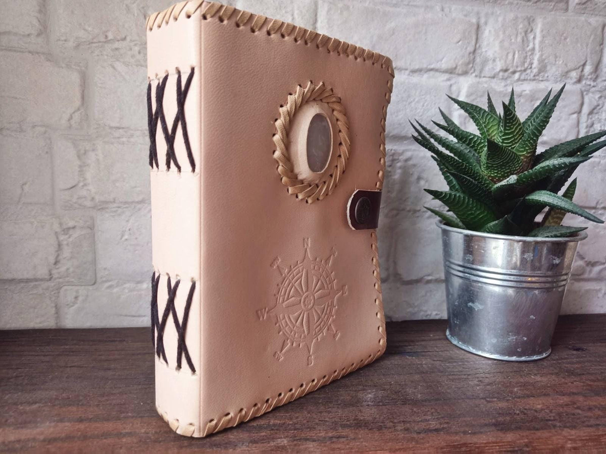 Nautical Compass Journal, Leather Travel Diary with Quartz, Handmade Adventure Notebook, Unisex Travel Journal, Explorer Gift, Leather Diary