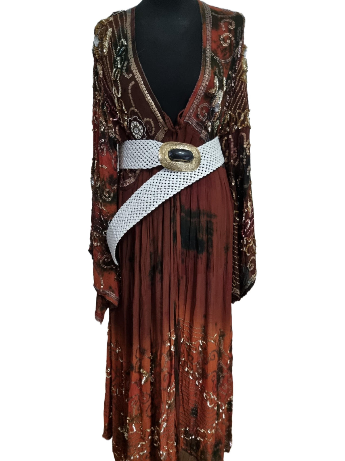 Braided White Leather Belt: Moroccan Boho Western Style