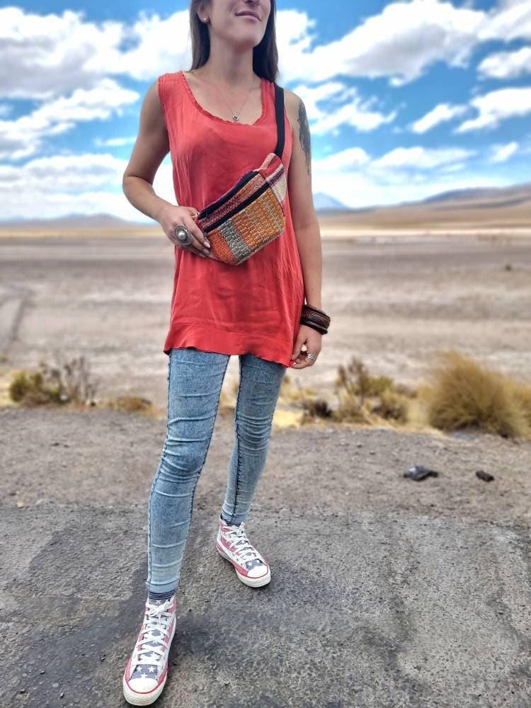 Alpaca Wool Bum Bag: Boho Festival Fanny Pack, Fair Trade Hippie Belt