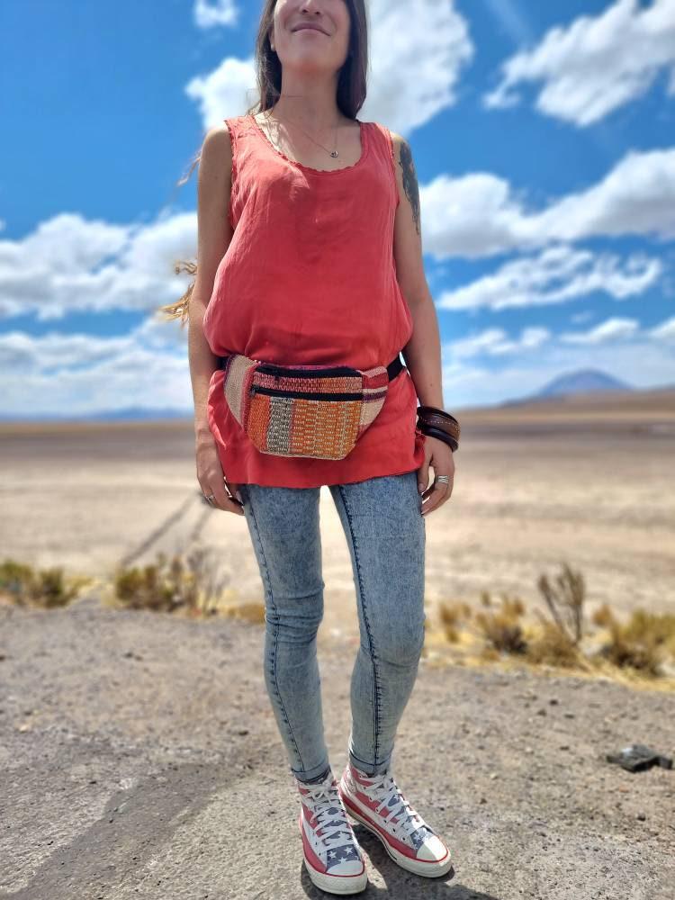 Alpaca Wool Bum Bag: Boho Festival Fanny Pack, Fair Trade Hippie Belt