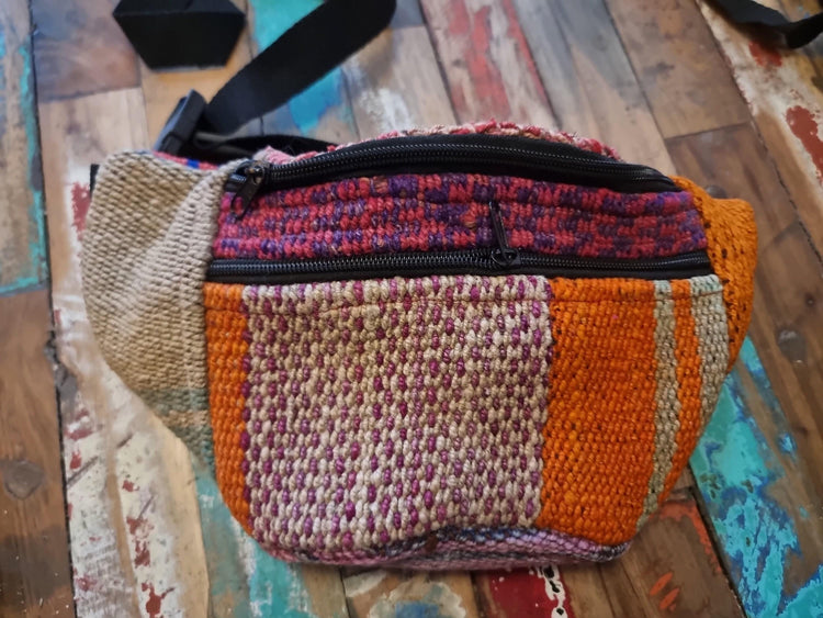 Alpaca Wool Bum Bag: Boho Festival Fanny Pack, Fair Trade Hippie Belt