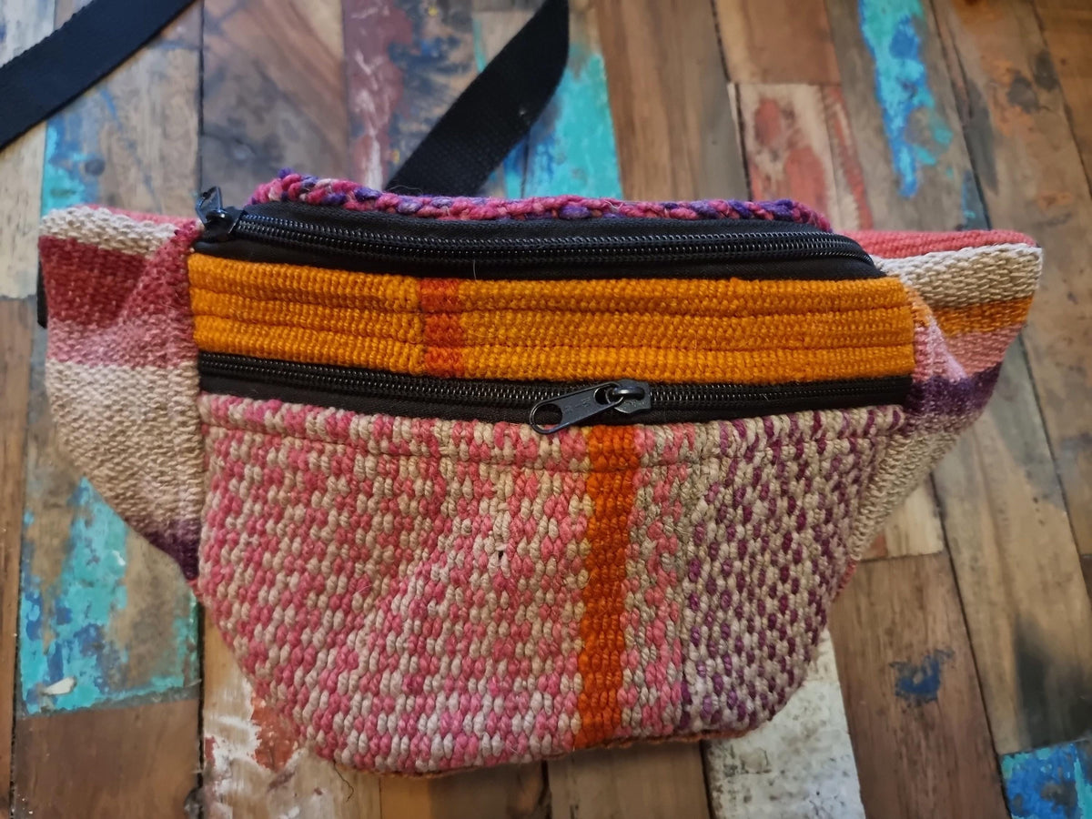 Alpaca Wool Bum Bag: Boho Festival Fanny Pack, Fair Trade Hippie Belt