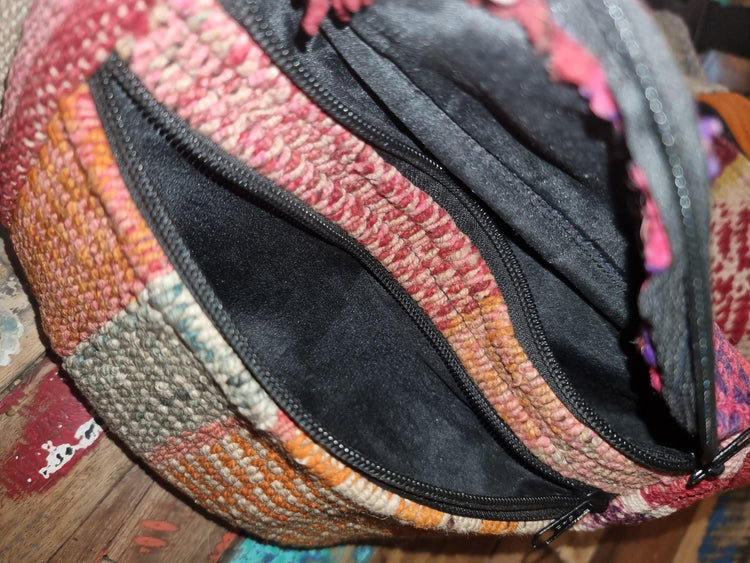 Alpaca Wool Bum Bag: Boho Festival Fanny Pack, Fair Trade Hippie Belt