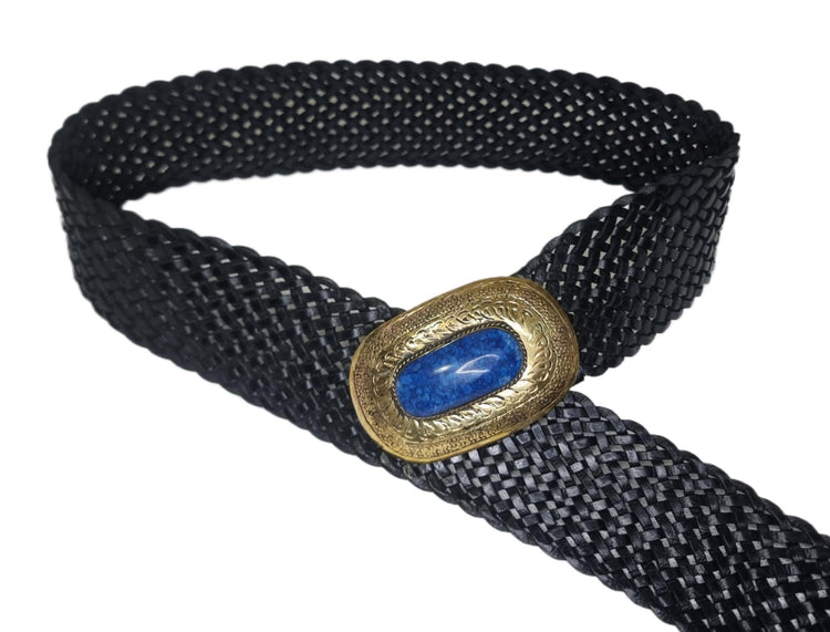 Braided Leather Corset Belt: Boho Western Style with Engraved Gold Buckle