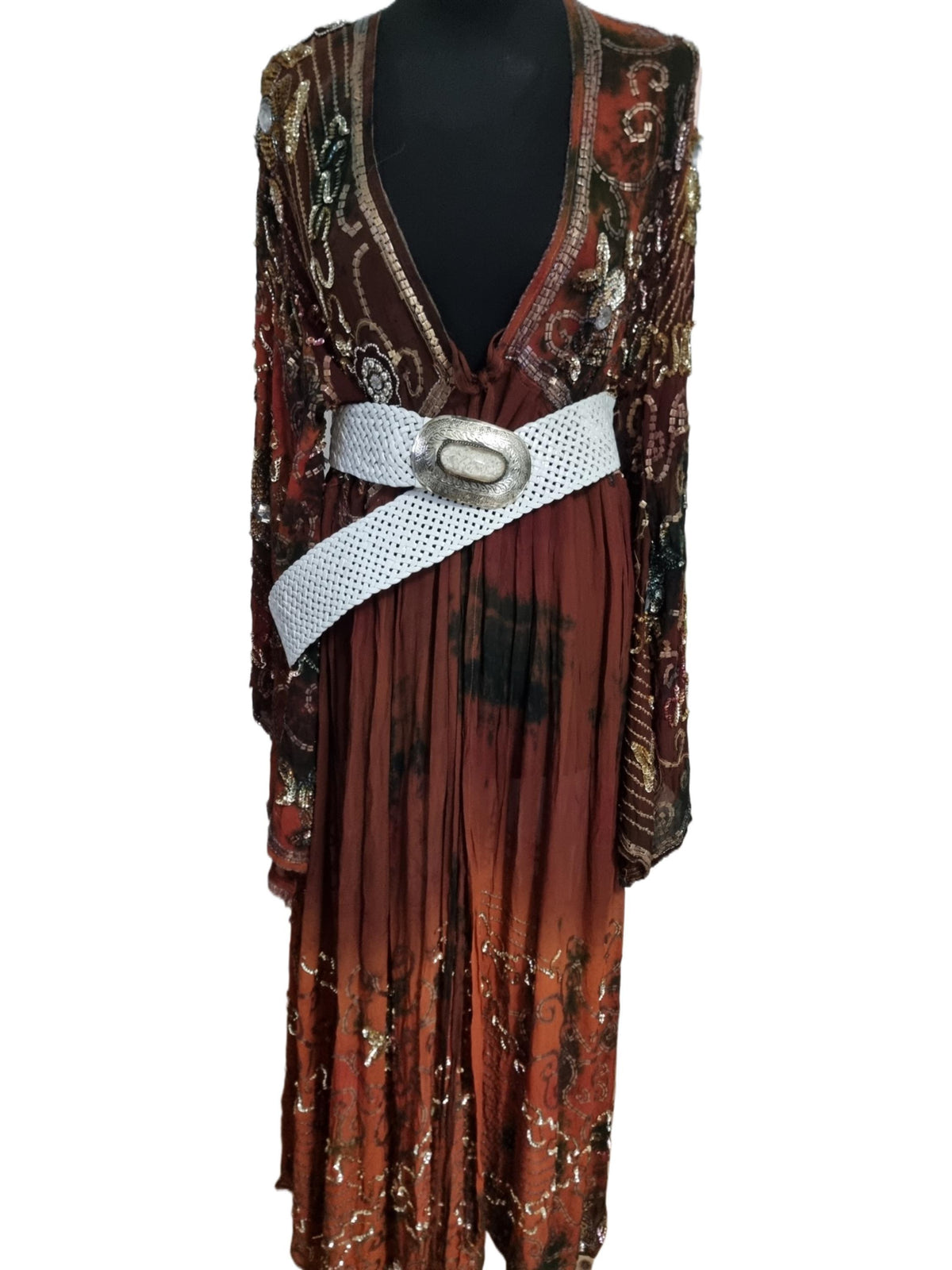 Woven White Leather Boho Belt: Silver Buckle, Moroccan Design