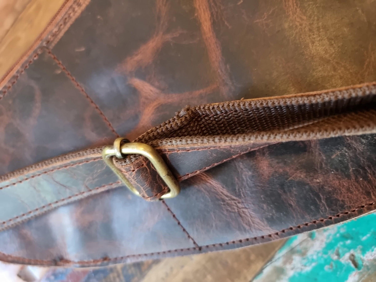 Handmade Dark Brown Leather Chest Bag: Unisex Sling Fanny Pack