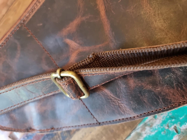 Handmade Dark Brown Leather Chest Bag: Unisex Sling Fanny Pack
