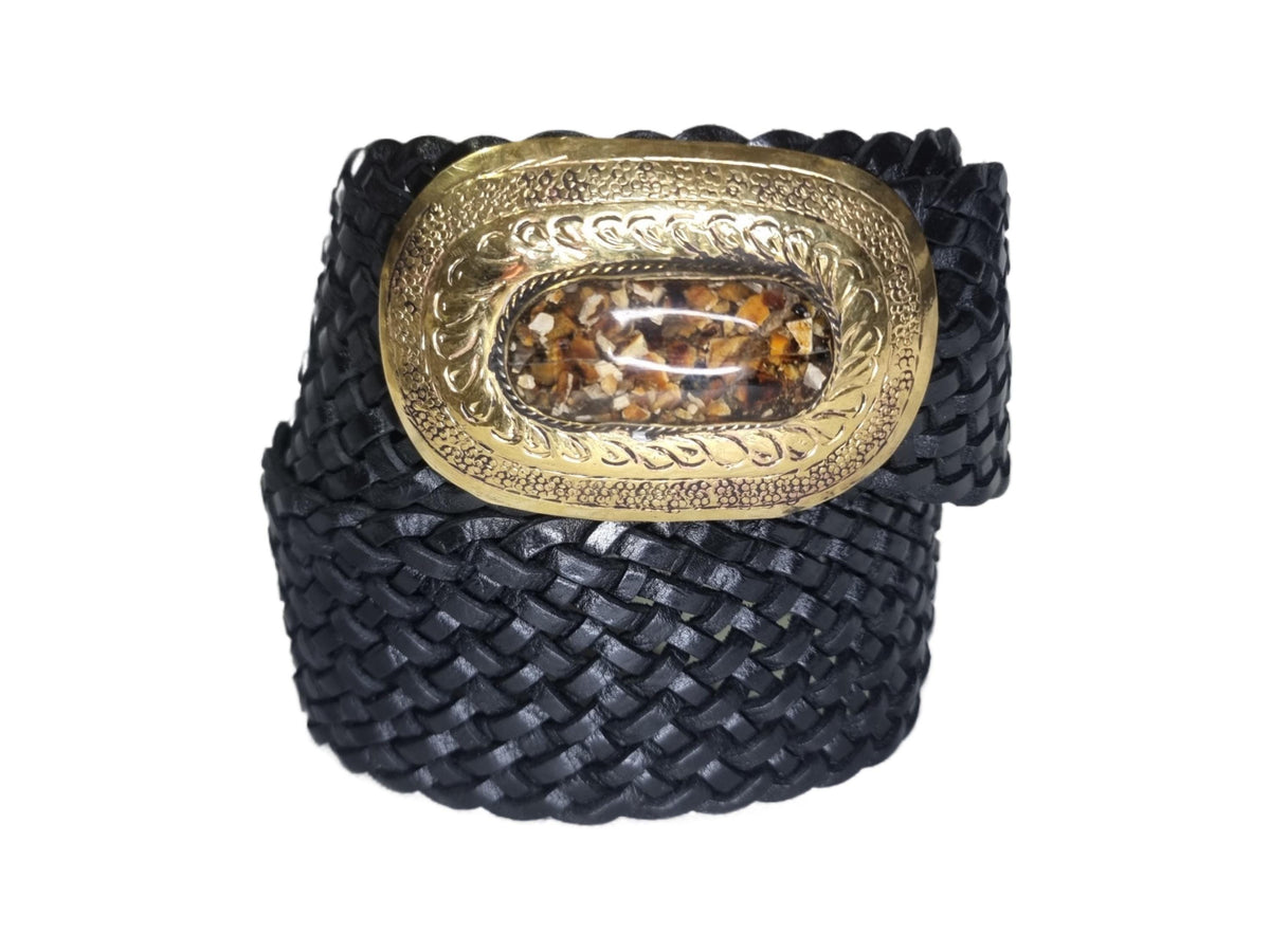 Braided Leather Corset Belt: Boho Western Style with Stone Buckle