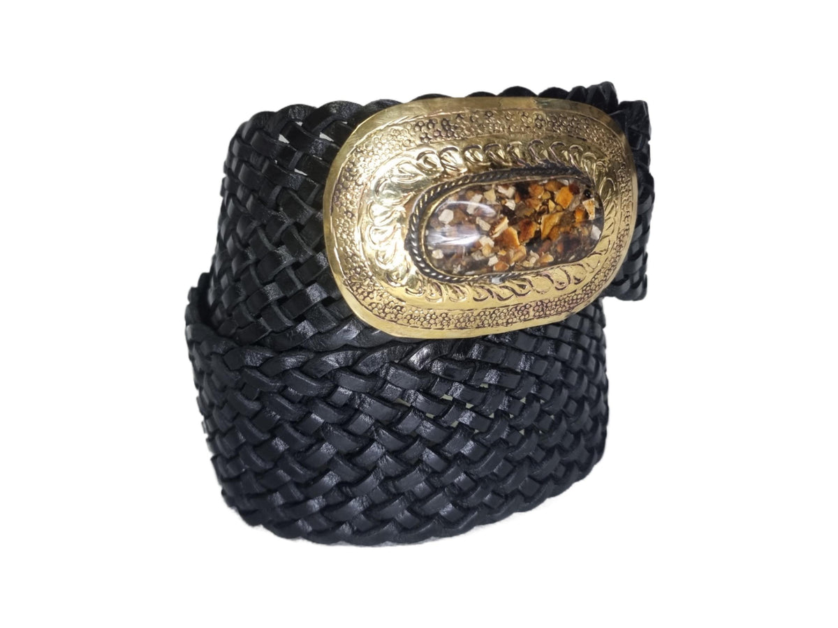 Braided Leather Corset Belt: Boho Western Style with Stone Buckle