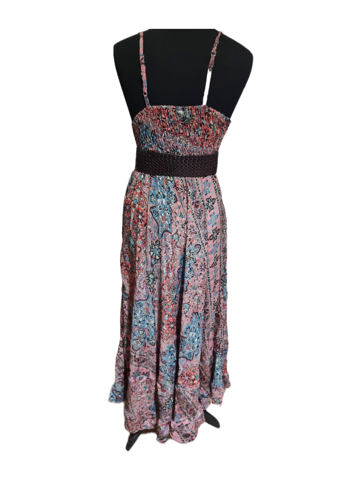 Boho Silk Maxi Dress: Sleeveless V-Neck Open Back Summer Dress