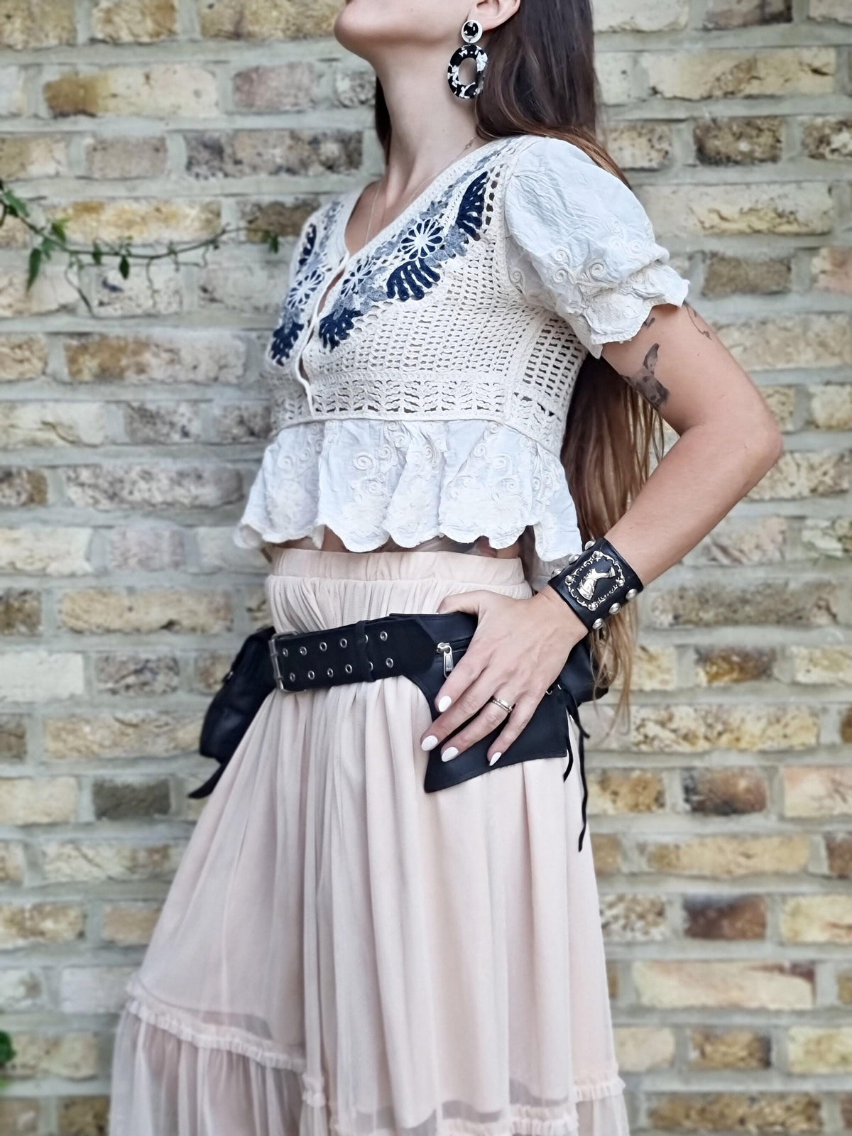 Vegan Leather Fanny Pack: Steampunk Biker Belt with Multiple Pockets