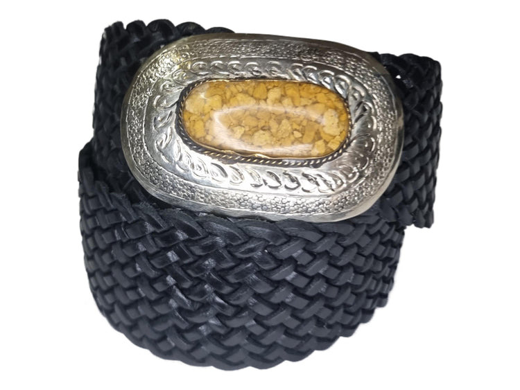 Hand Braided Wide Leather Corset Belt: Boho Western Buckle