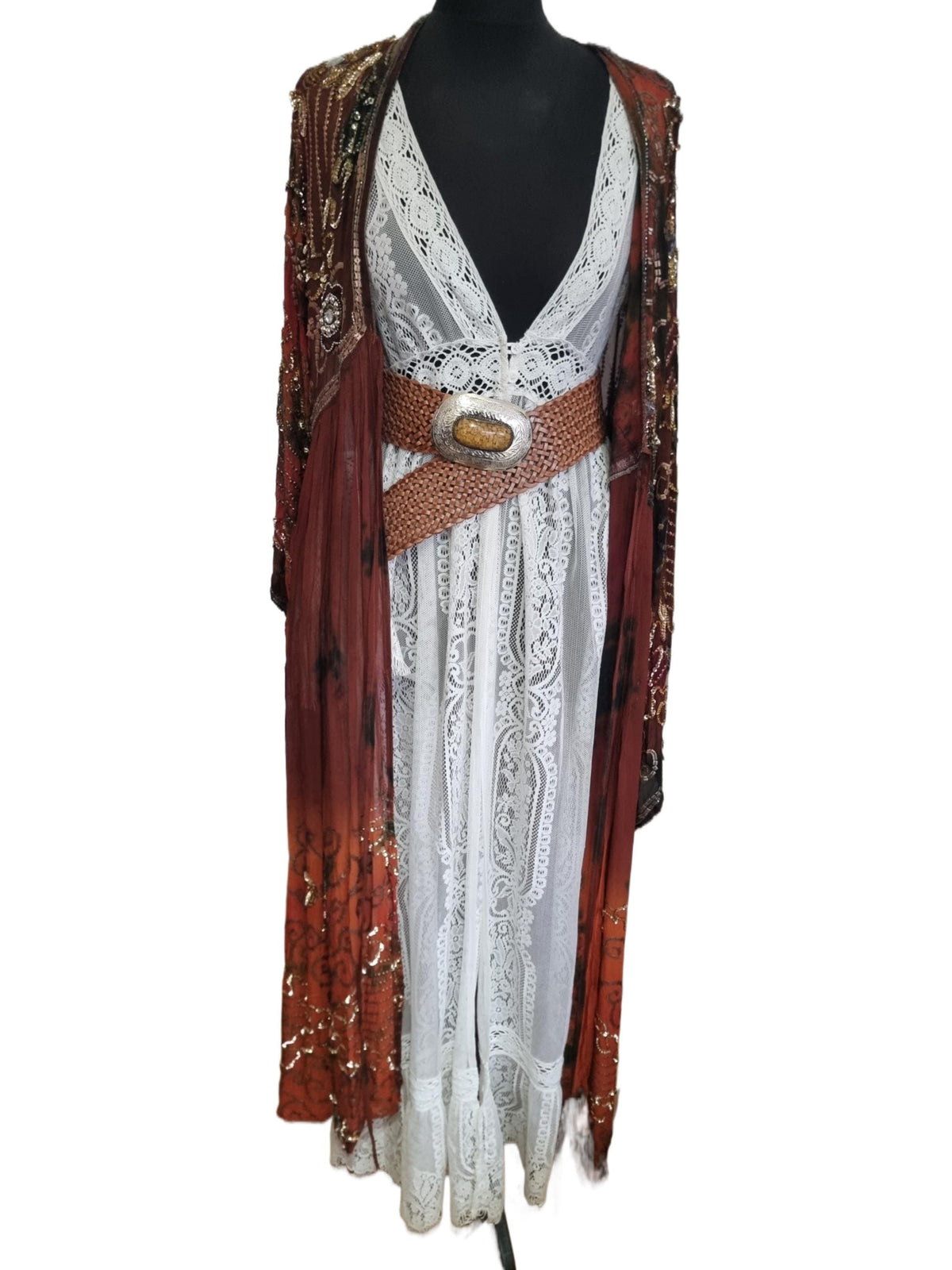 Braided Leather Western Belt: Silver Buckle, Boho Corset Waist Belt