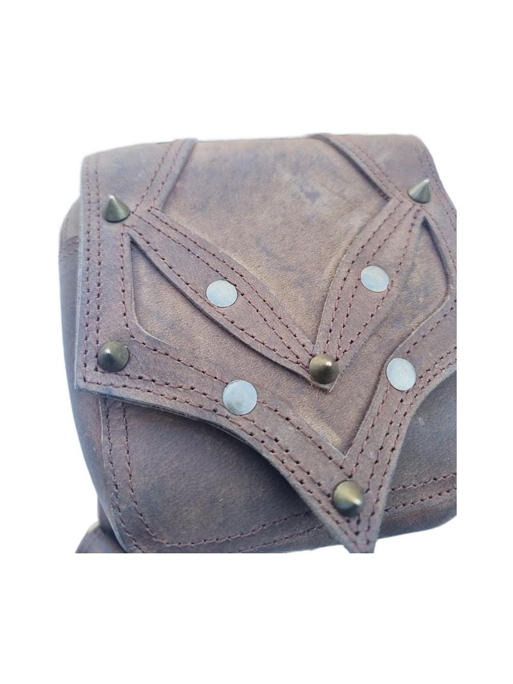 Handmade Leather Fanny Pack with Leg Strap: Steampunk Biker Bag