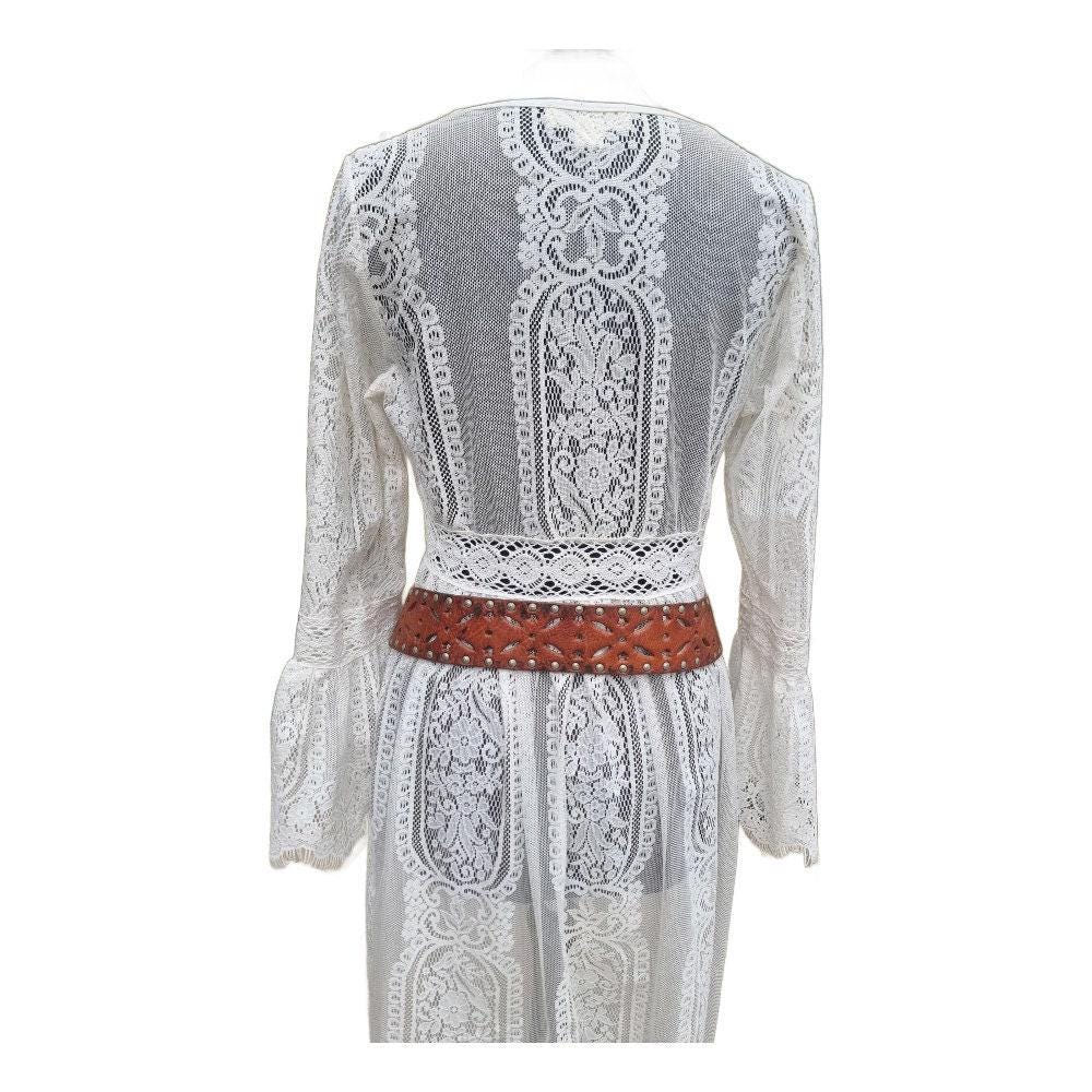 Studded Cut Out Leather Belt: Boho Moroccan Waist Belt