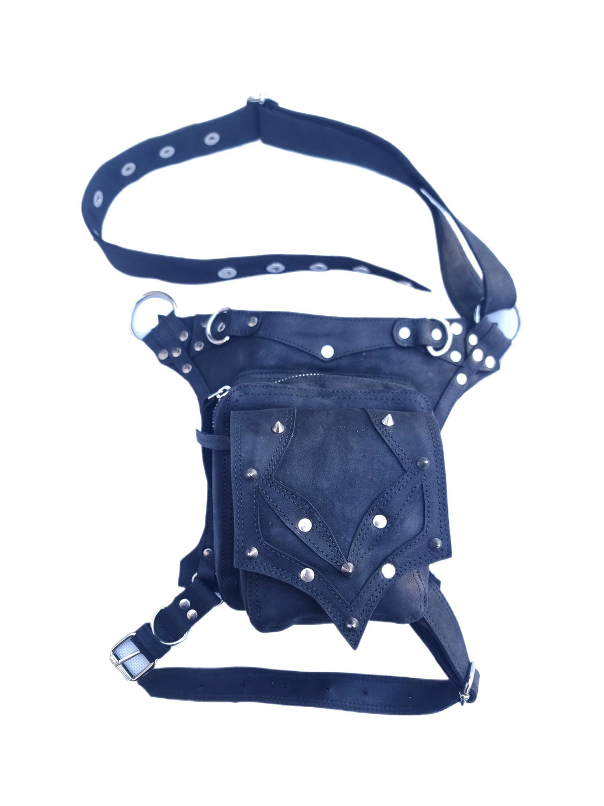 Handmade Leather Leg Bag: Steampunk Biker Fanny Pack
