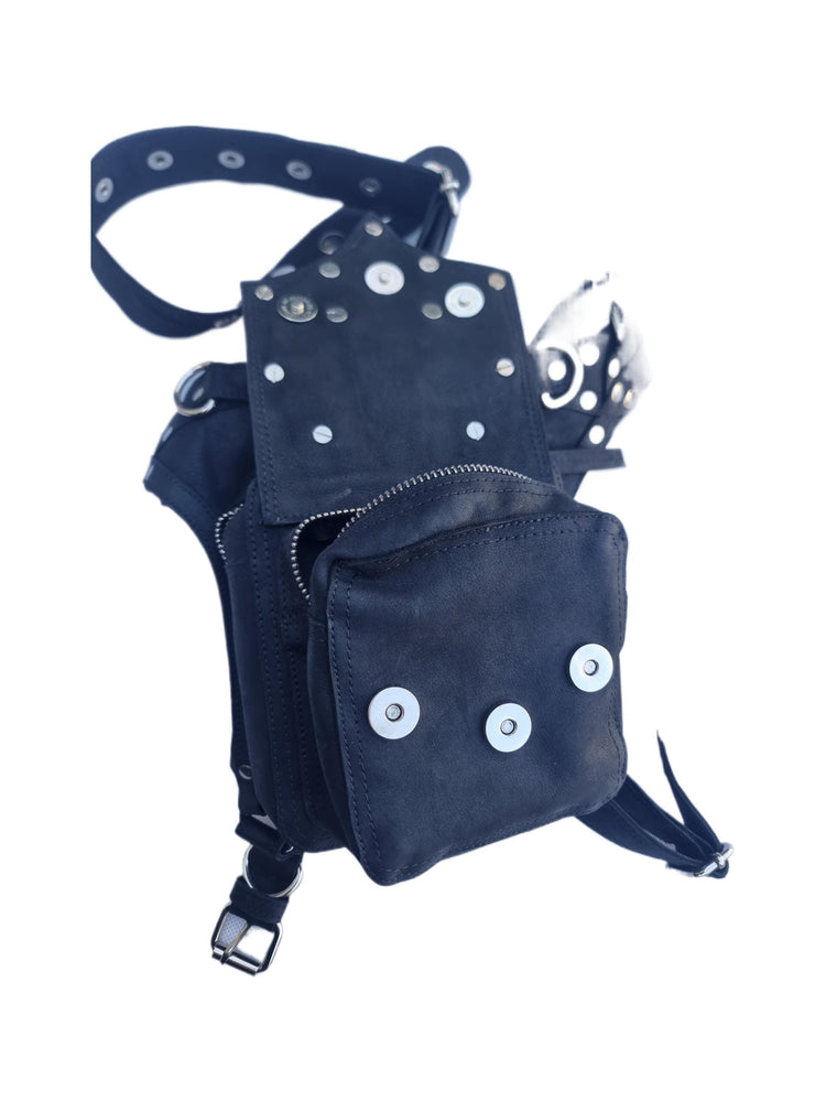 Handmade Leather Leg Bag: Steampunk Biker Fanny Pack