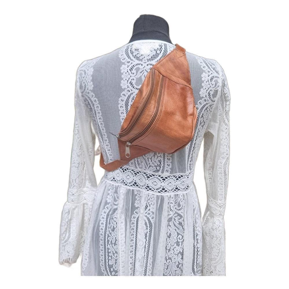 Boho Leather Bum Bag: Handmade Tan Brown Fanny Pack