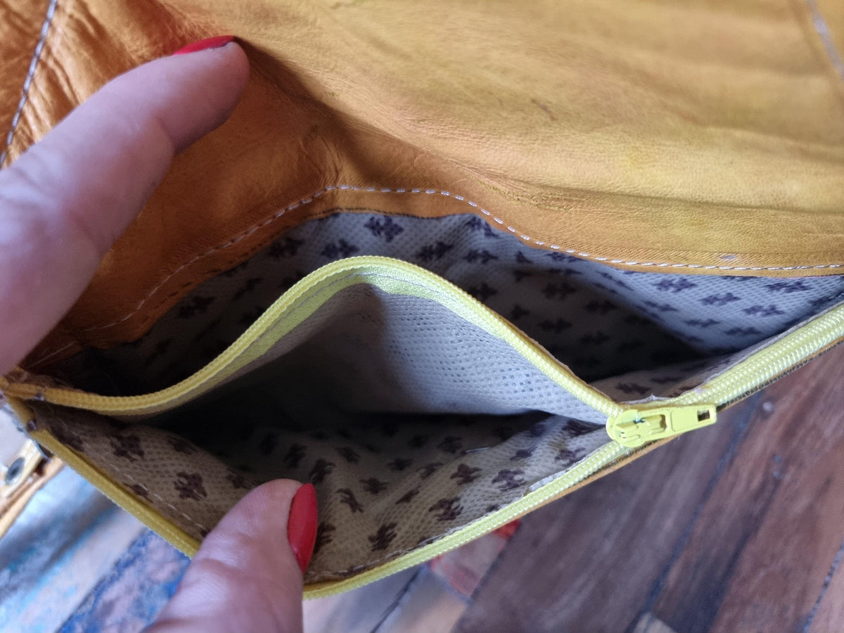 Tooled Floral Leather Wallet: Large Moroccan Clutch with Wristlet