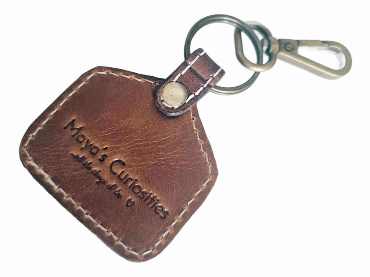 Tooled Leather Flower Keychain: Vintage Western Purse Charm