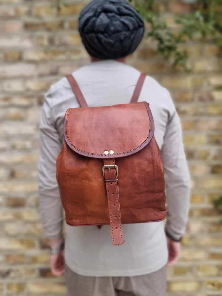 Convertible Leather Backpack Handbag: Unisex Rucksack, Vintage Boho Travel Bag