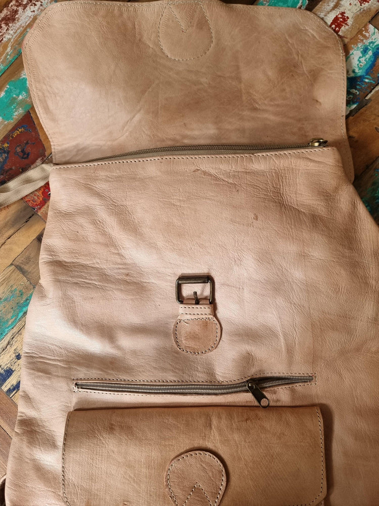 Large Tan Leather Backpack, Womens Rucksack, Handmade Moroccan Bag, Minimalist Travel Bag, Laptop Backpack for Women