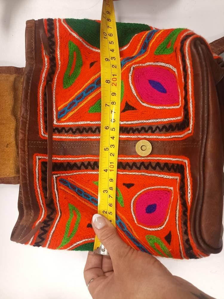 Embroidered Leather Backpack: Small Boho Floral Rucksack