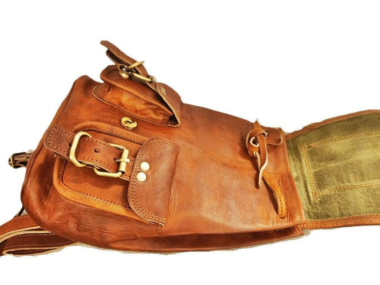 Small Leather Backpack Purse: Vintage Style Rucksack, Tan Brown