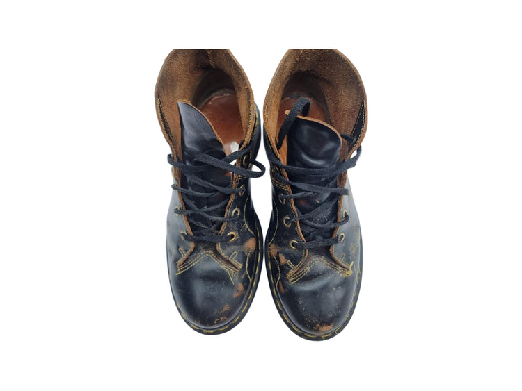 Vintage Dr Martens 10-Hole Leather Boots: Unisex Combat Biker Style - UK 7 / US 9