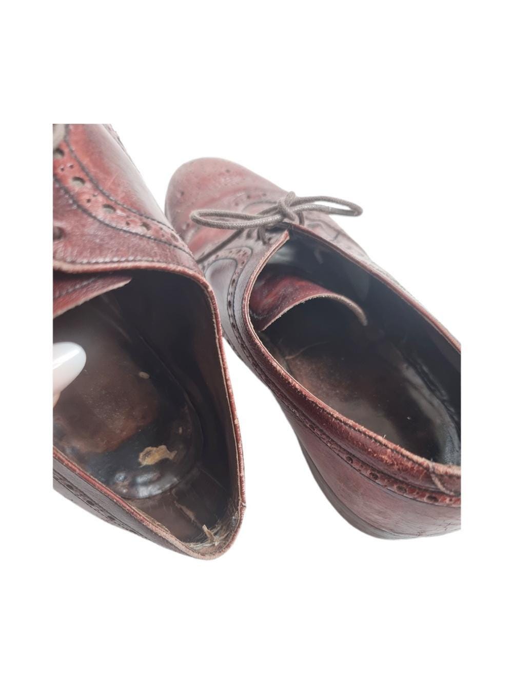 Vintage Burgundy Leather Oxford Shoes, Retro Brogues, Unisex Leather Shoes, Hippie Boho Footwear, Handmade Oxfords, UK 6 EU 39
