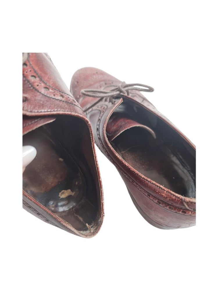 Vintage Burgundy Leather Oxford Shoes, Retro Brogues, Unisex Leather Shoes, Hippie Boho Footwear, Handmade Oxfords, UK 6 EU 39