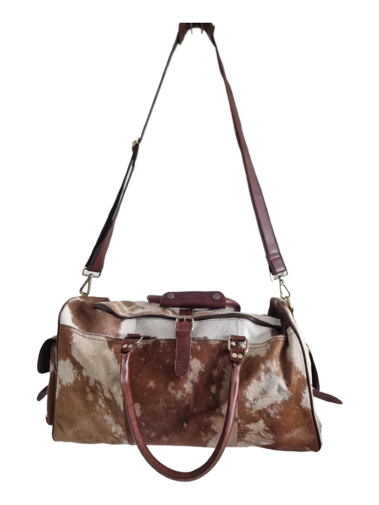 Cowhide Leather Duffle Bag for Men & Women, Large Western Weekender Travel Bag Overnight Carry On