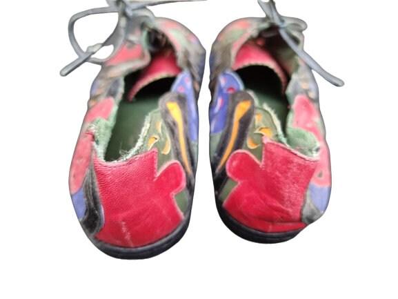 Vintage Beverly Feldmann Leather Flats: Abstract Pattern 1980s Shoes, Size EU 38 / US 7