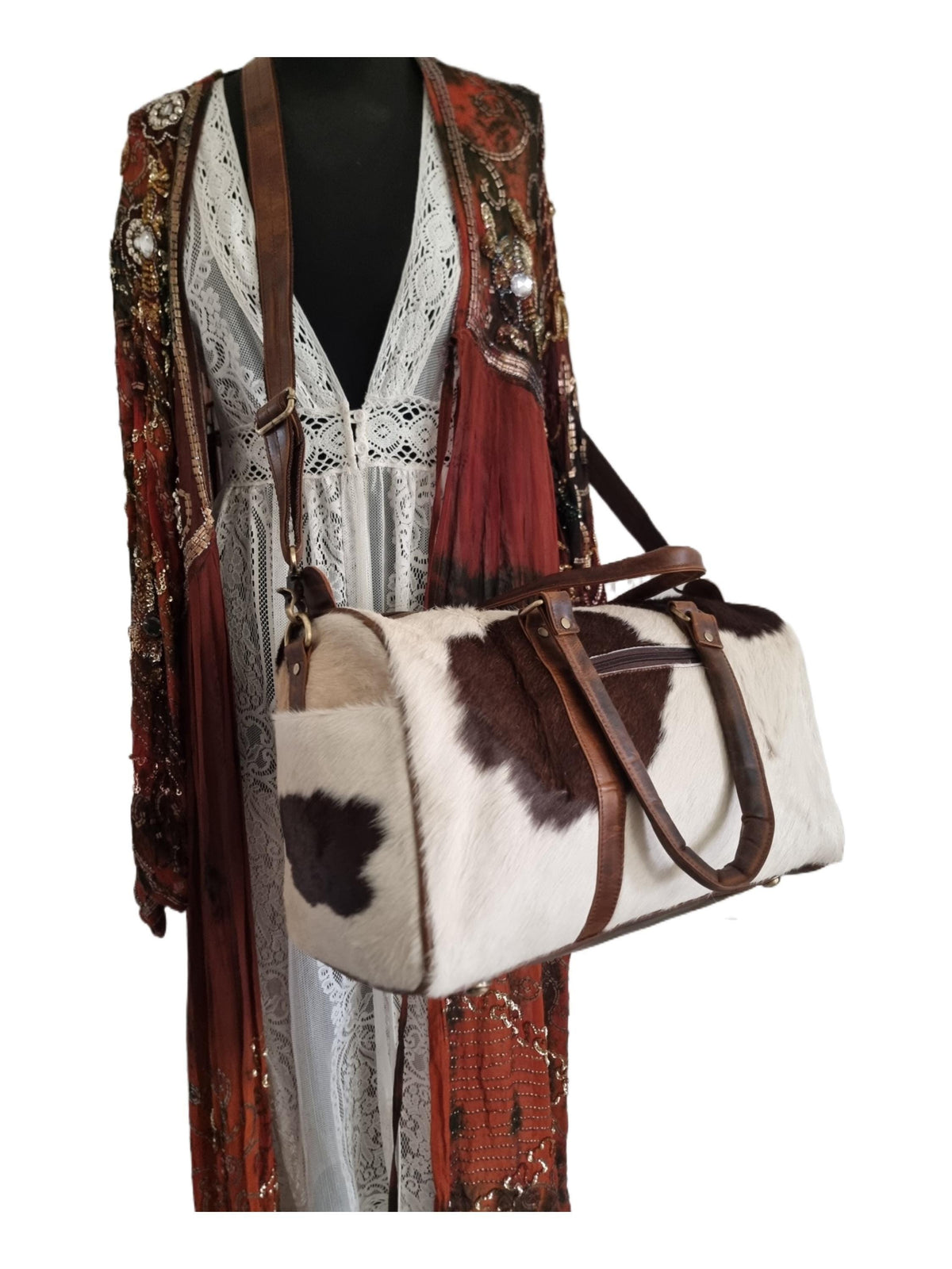Cowhide Leather Duffle Bag: Large Travel Weekender, Unisex Carry-All