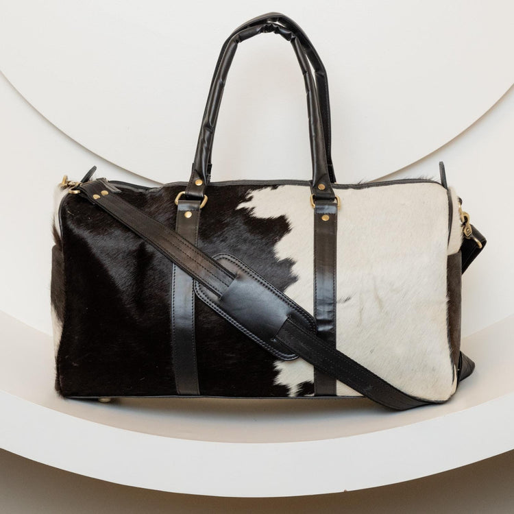 Cowhide Leather Travel Duffle Bag: Unisex Western Weekender