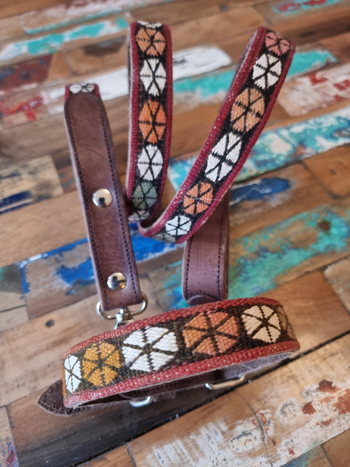 Boho dog collar for small dogs, tribal pet collar real leather, unique puppy collar with moroccan kilim, bohemian dog accessories gifts
