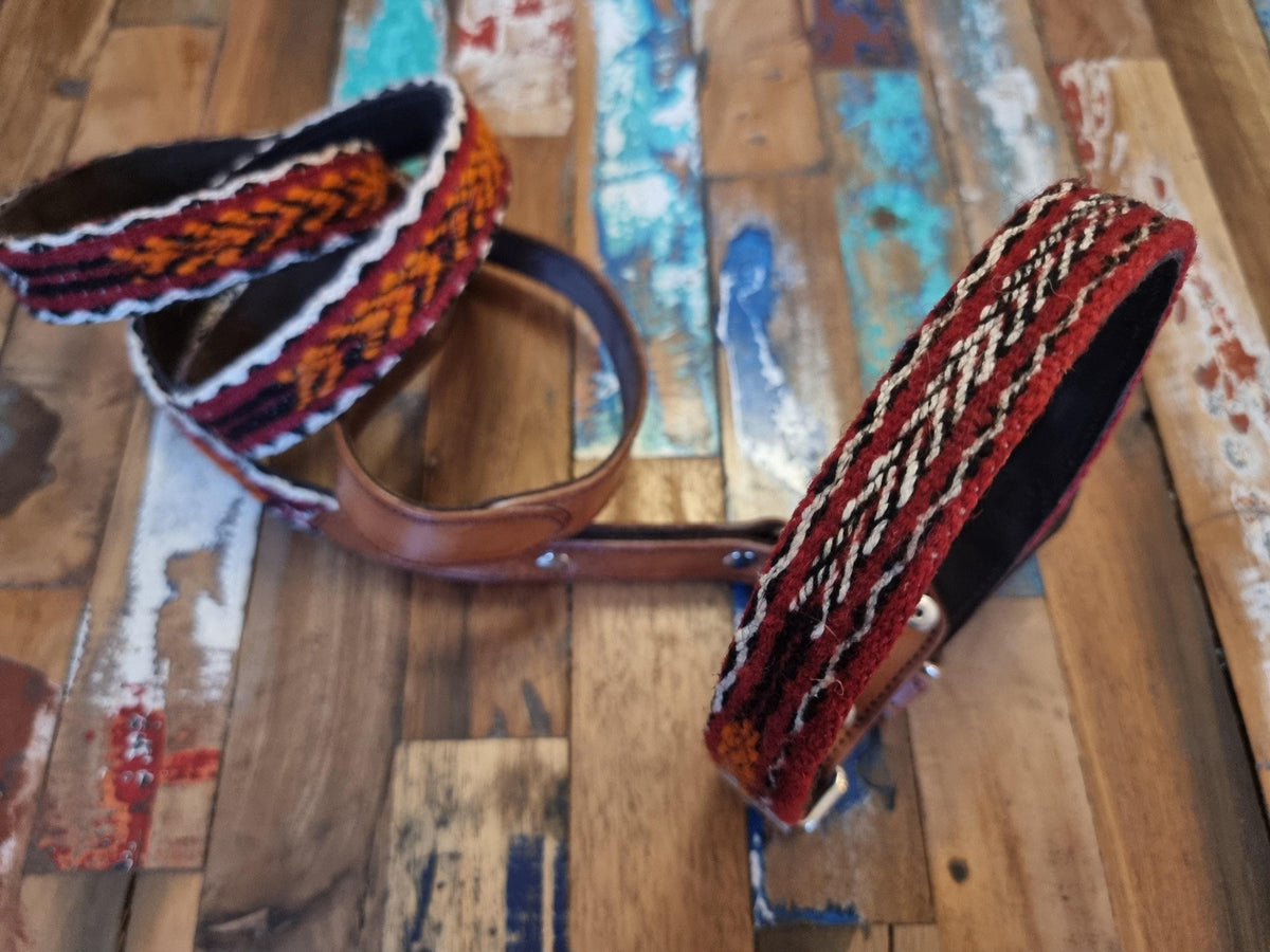 Leather Dog Collar & Leash Set: Vintage Moroccan Kilim, Large Dogs