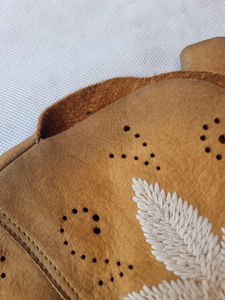 Embroidered Over-the-Knee Leather Boots: Boho Hippie Festival Style (EU 37 / UK 4 / US 6)