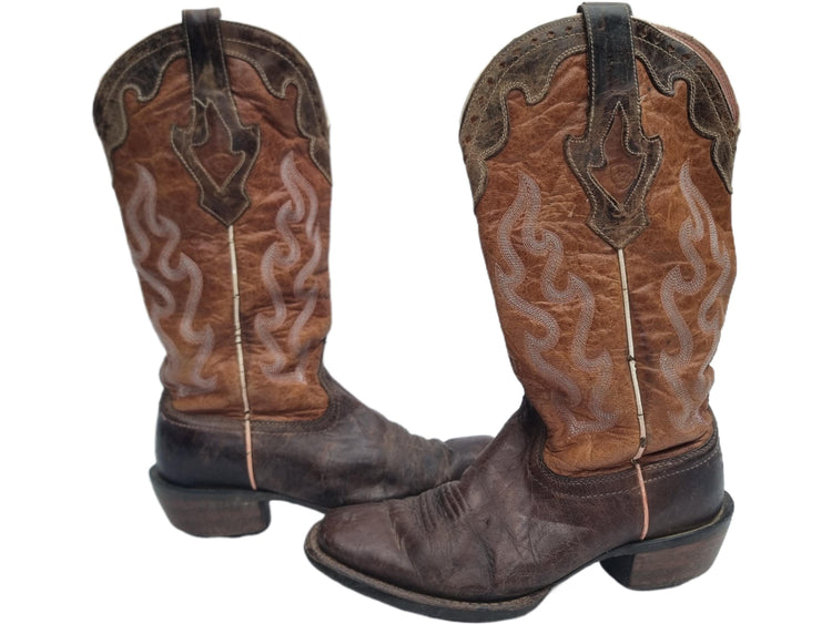 Vintage Leather Cowboy Boots US 8: 1970s Tan Western Boots