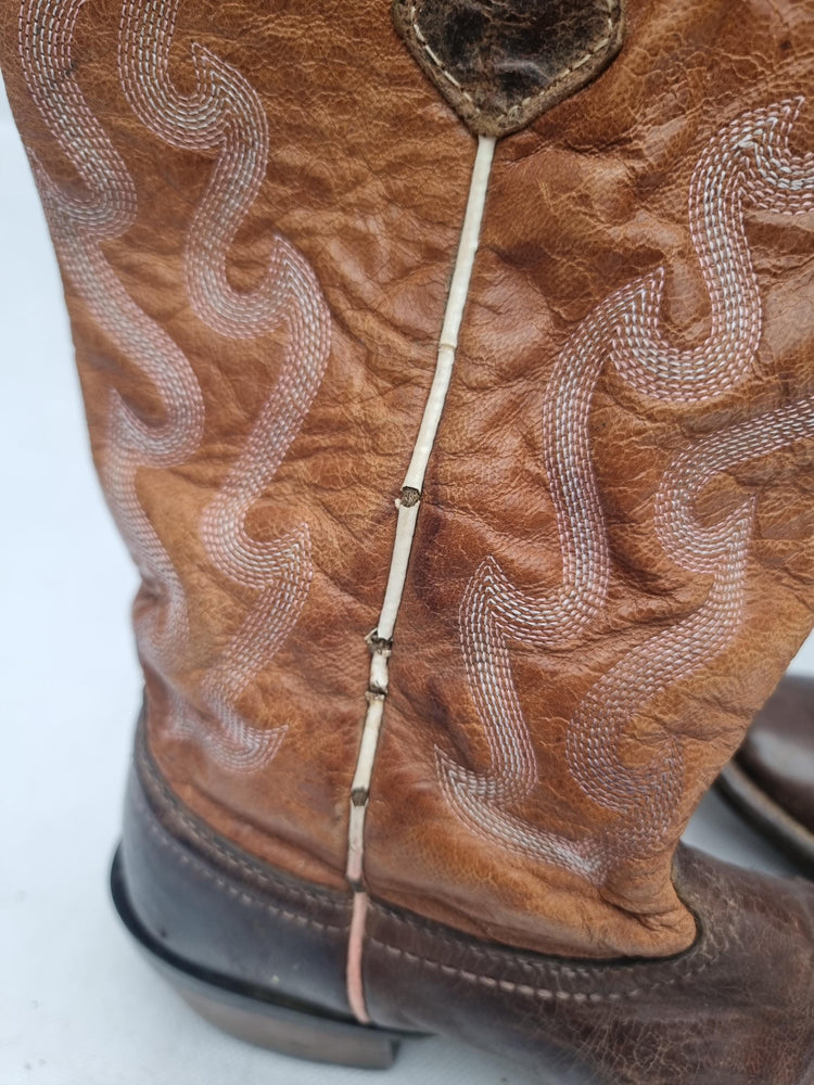 Vintage Leather Cowboy Boots US 8: 1970s Tan Western Boots