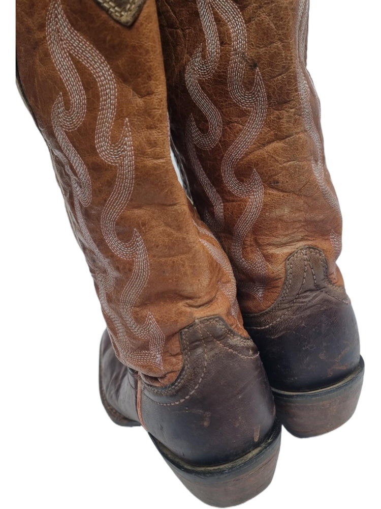 Vintage Leather Cowboy Boots US 8: 1970s Tan Western Boots