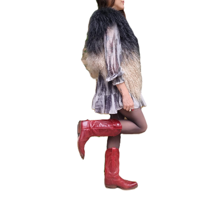 Red Leather Cowboy Boots: Women's Western Line Dancing Shoes - UK 6 / US 8