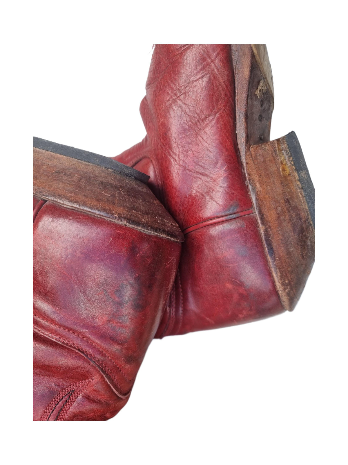 Red Leather Cowboy Boots: Women's Western Line Dancing Shoes - UK 6 / US 8