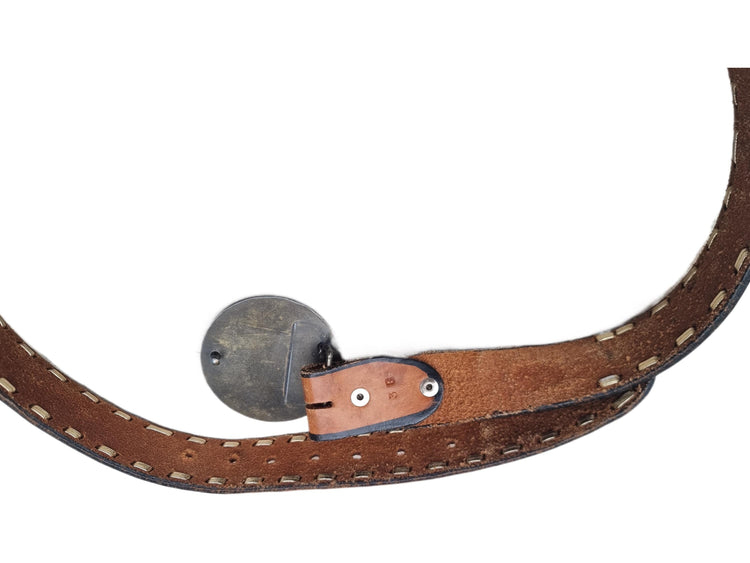Vintage Hand Tooled Leather Cowboy Belt: American Bald Eagle & Native American Chief