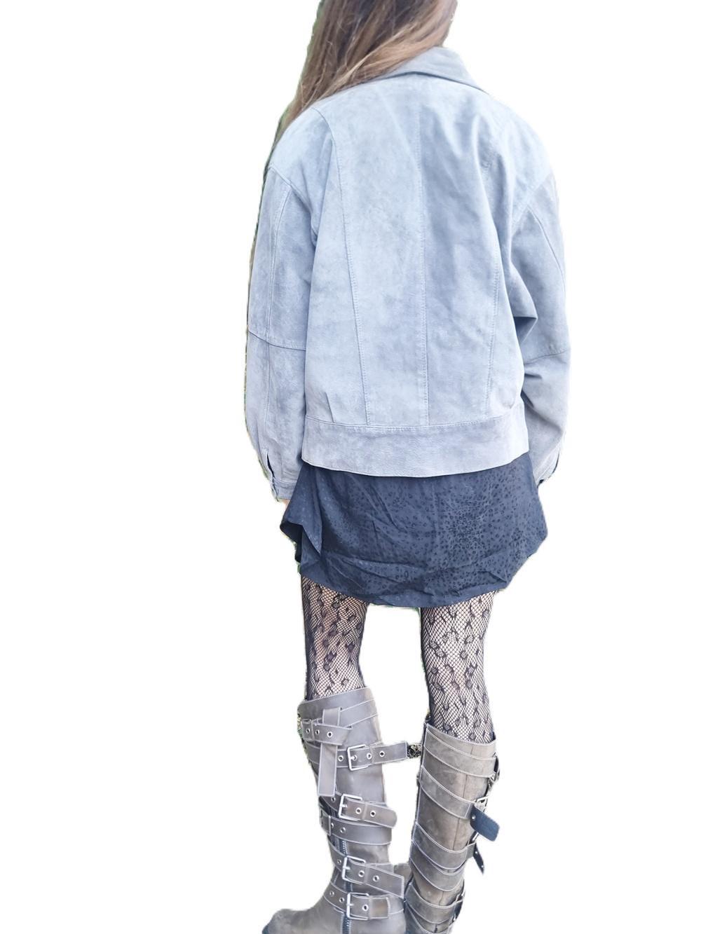 Vintage 80s Suede Bomber Jacket: Oversized Shoulders, UK 14