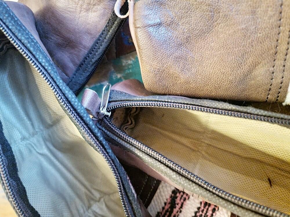 Vintage Moroccan Kilim Leather Pencil Case, Handmade Dark Brown Leather Zipper Pouch, Upcycled Rug Makeup Bag, Artist Gift