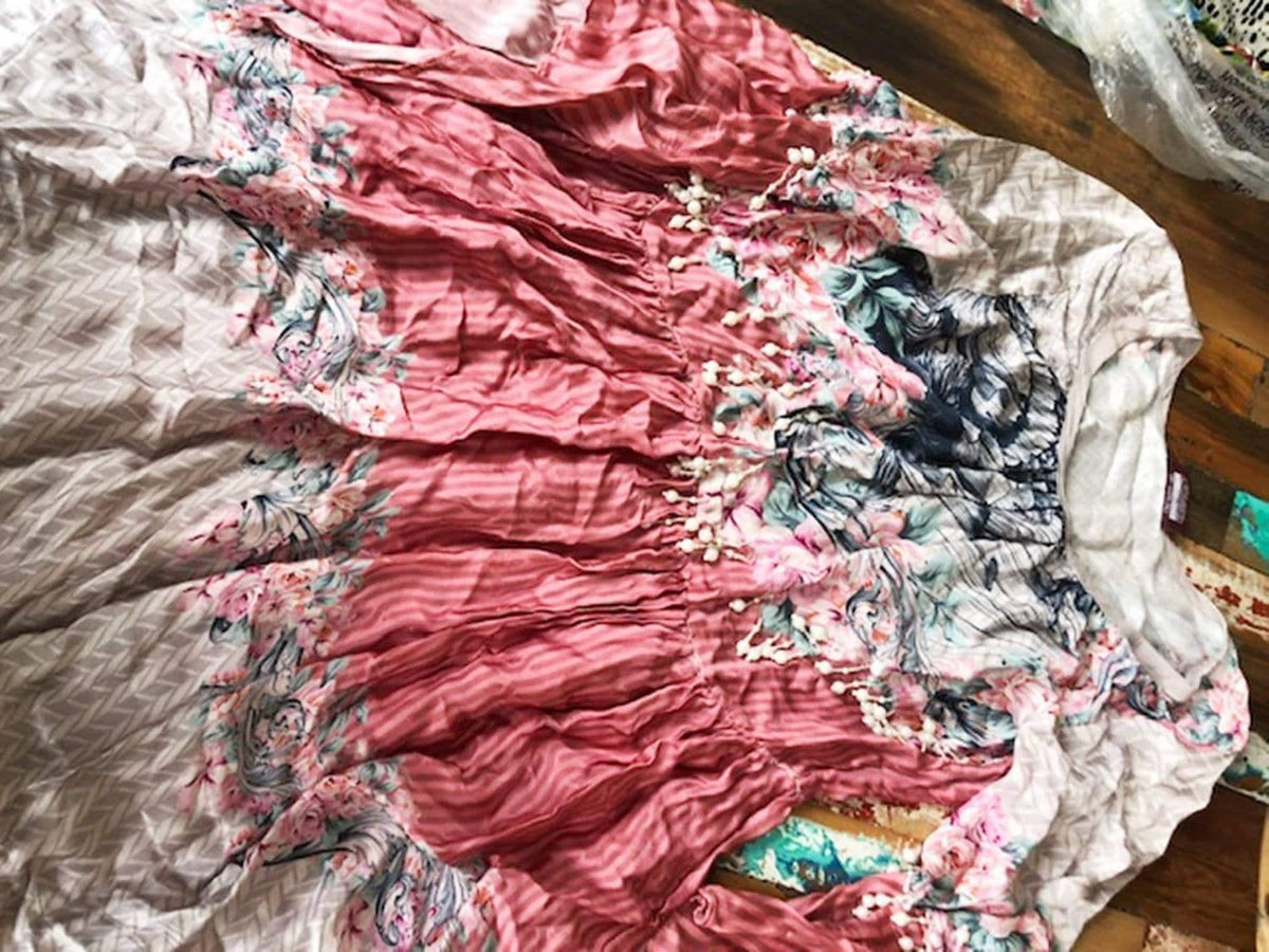 Floral Batwing Sleeve Silk Blend Midi Dress: Boho Festival Outfit