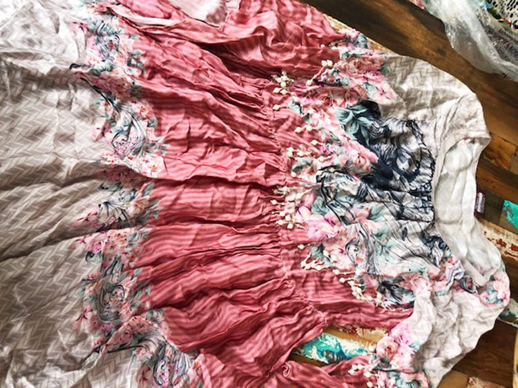 Floral Batwing Sleeve Silk Blend Midi Dress: Boho Festival Outfit