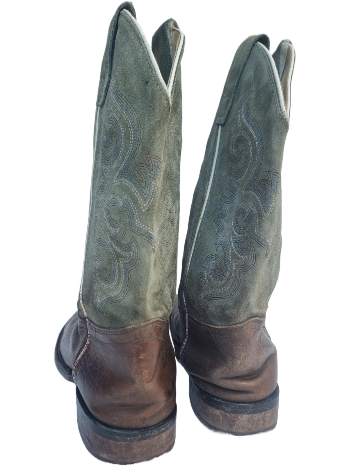 Turquoise Green Suede Cowboy Boots: Women's Western Ankle Boots US 7 / UK 5