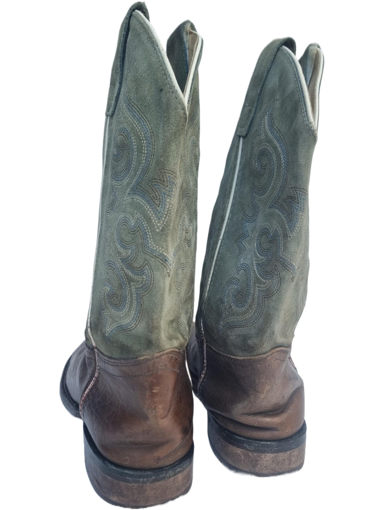 Turquoise Green Suede Cowboy Boots: Women's Western Ankle Boots US 7 / UK 5